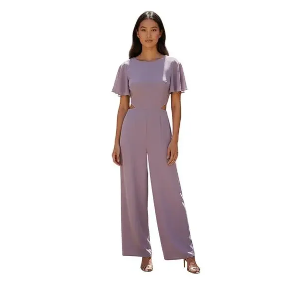 LULUS Lilac V-Neck Waist Cutout Jumpsuit S EUC Pastel Event - Picture 2 of 6